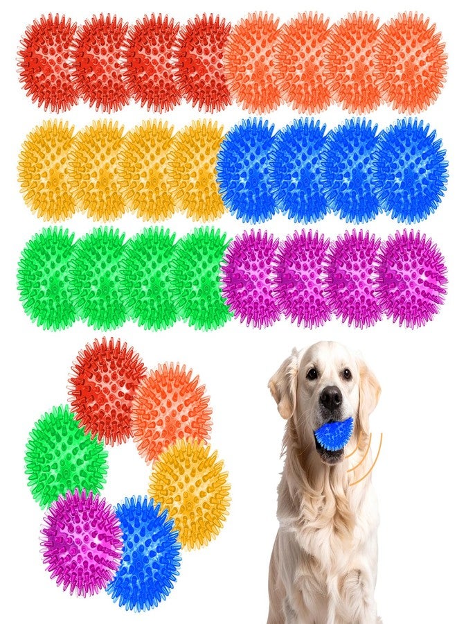 AojSup 30 Pieces 2.5 Inches Squeaky Dog Toy Balls Spiky Dog Balls Chew for Teething Durable High Bounce 6 Colors TPR Fetch Water Toy for Puppy Small, Medium Dogs Aggressive Chewers Clean Teeth and Training - Image 1